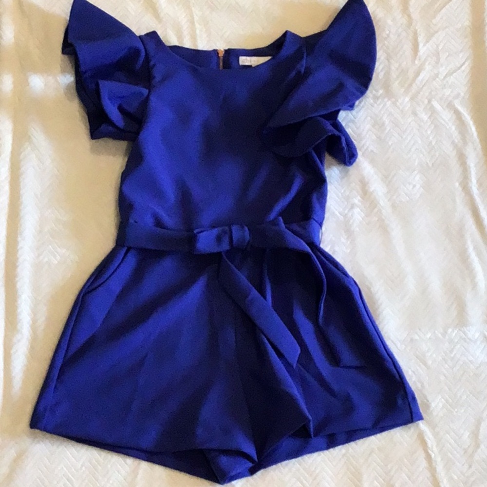 Kids Blue Ruffle Sleeve Romper